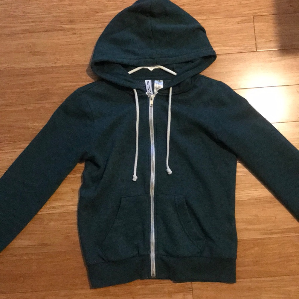 Dark green zip-up hoodie